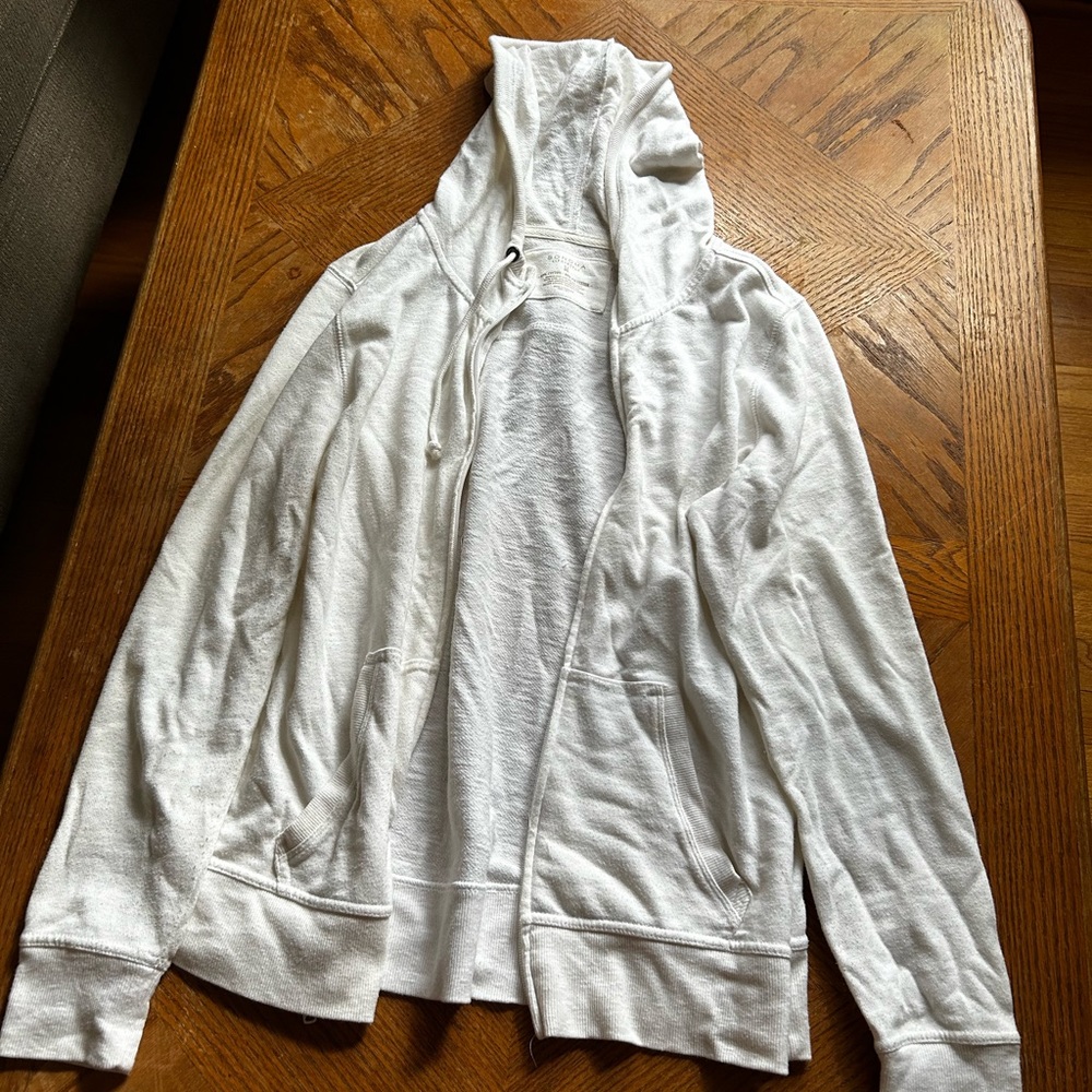 White zip-up hoodie
